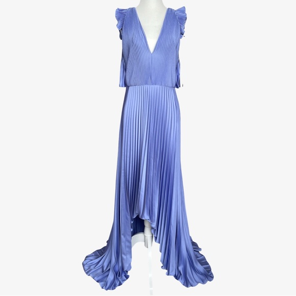 Flor et. al James Pleated Backless Gown Periwinkle Blue 8 NWT - Picture 5 of 17